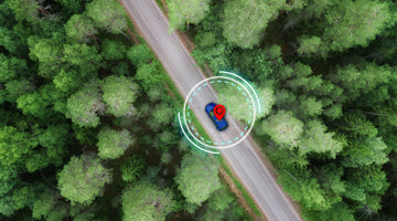 A-blue-car-is-located-by-GPS-in-the-forest